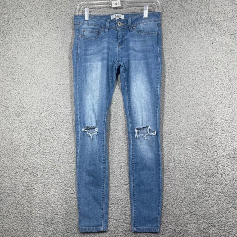 California Vintage Jeans Girls 3 Blue Distressed Straight Stretch Juniors 3
